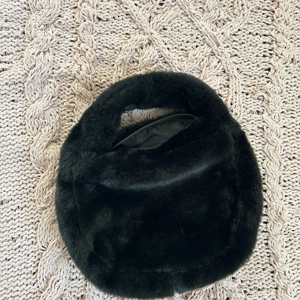 Chic Black Faux Fur Handbag